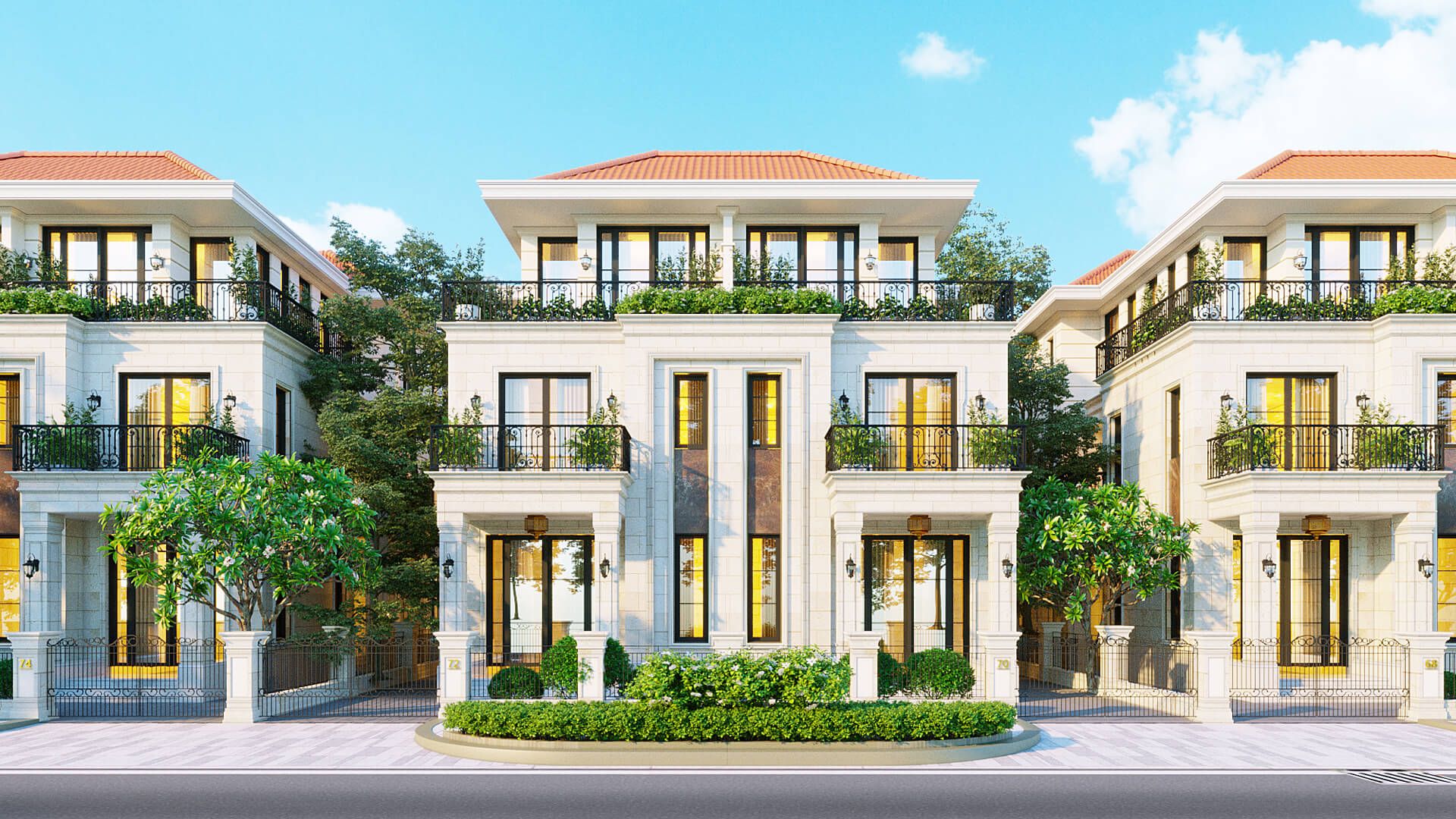 Cho thuê biệt thự song lập giá rẻ hướng Đông tứ trạch Luxury Lakeside Villas Hoài Đức