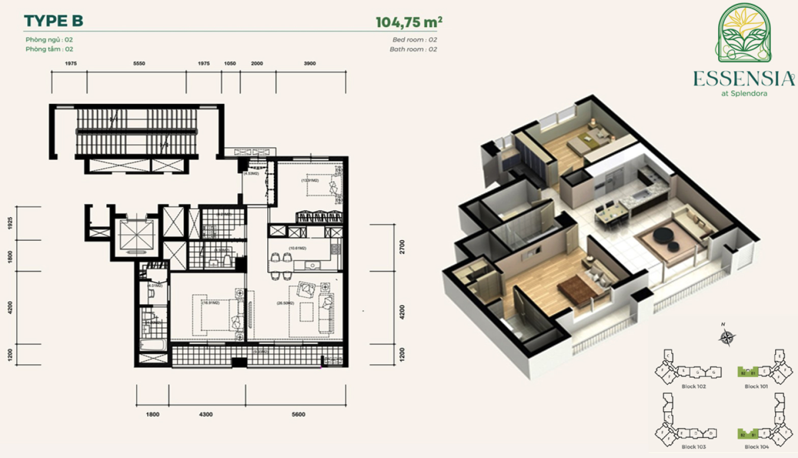 Các loại hình căn hộ chung cư Essensia